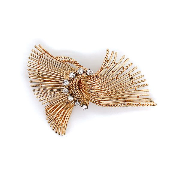 Yellow Gold Diamond Brooch Dickinson Jewelers Dunkirk, MD