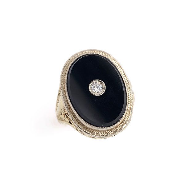 14k Yellow Gold Black Onyx And Diamond Ring Dickinson Jewelers Dunkirk, MD