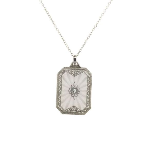 10k White Gold Carved Quartz And Diamond Pendant Dickinson Jewelers Dunkirk, MD