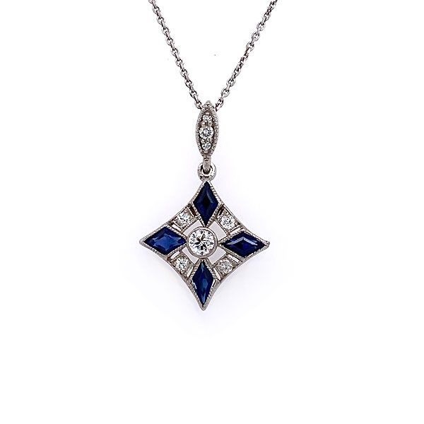 Platinum Sapphire And Diamond Pendant Dickinson Jewelers Dunkirk, MD