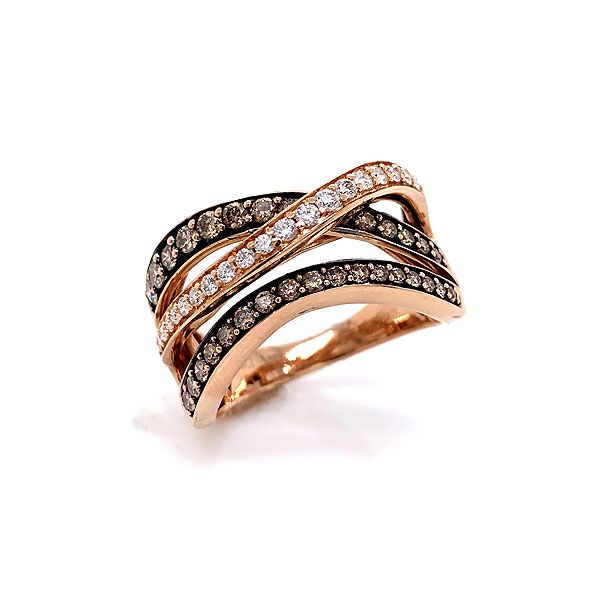 Le Vian 14k Rose Gold Chocolate And Vanilla Diamond Crossover Ring Dickinson Jewelers Dunkirk, MD