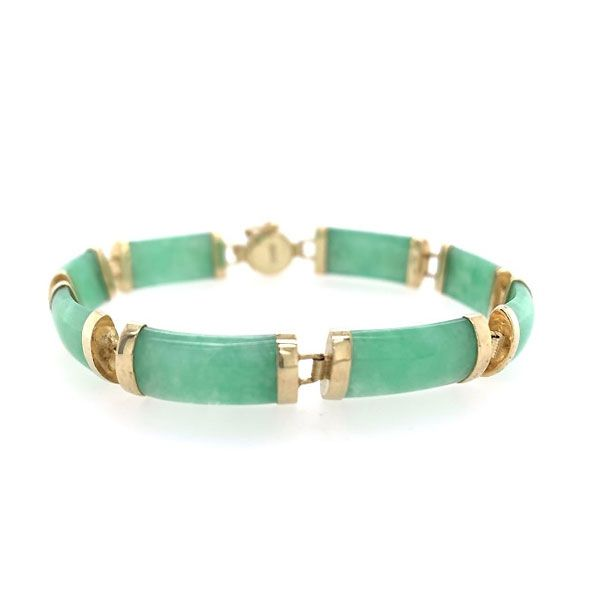 Vintage Green Jade and Brass Bracelet — Doretta Designs