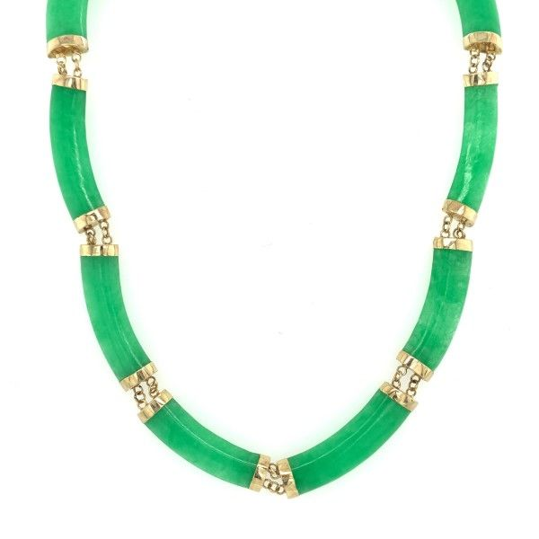 14k Yellow Gold Dark Green Jade Necklace Dickinson Jewelers Dunkirk, MD