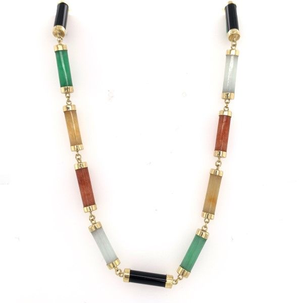 14k Yellow Gold Multi Color Jade Necklace Dickinson Jewelers Dunkirk, MD