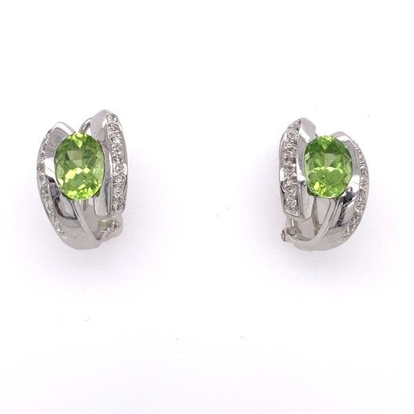 14k White Gold Peridot And Diamond Earrings Dickinson Jewelers Dunkirk, MD