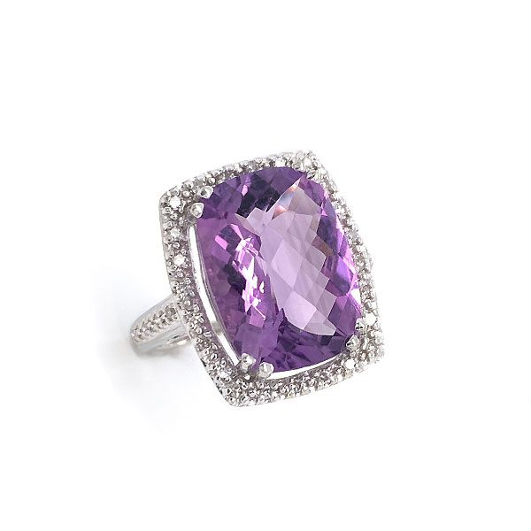 10k White Gold Amethyst Halo Ring Dickinson Jewelers Dunkirk, MD