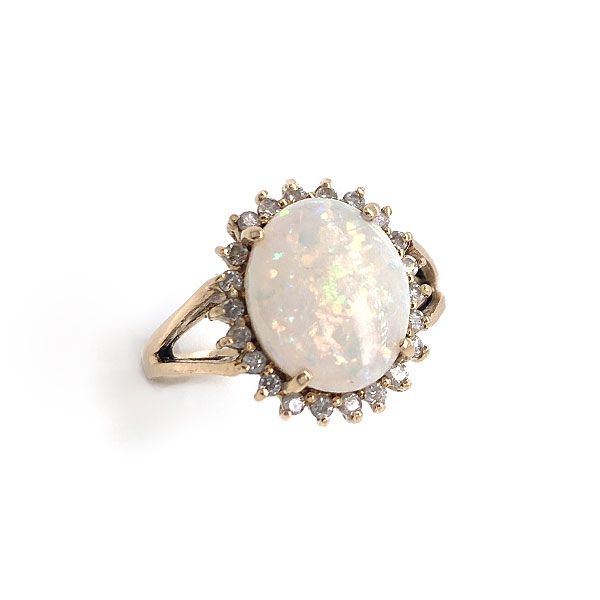 14k Yellow Gold Opal Halo Ring Dickinson Jewelers Dunkirk, MD