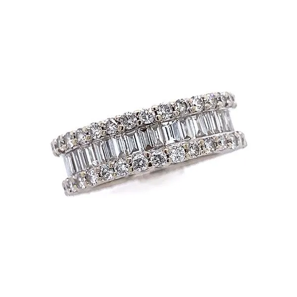 18k White Gold Three Row Eternity Band Dickinson Jewelers Dunkirk, MD