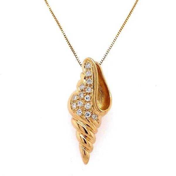 18k Yellow Gold Diamond Conch Shell Pendant Dickinson Jewelers Dunkirk, MD