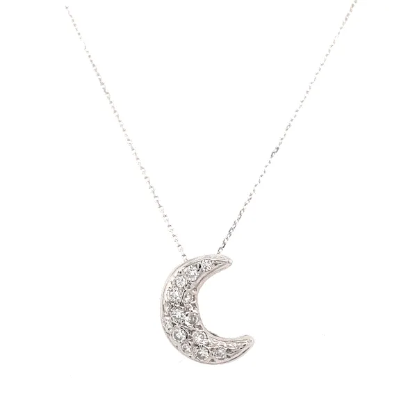 14k White Gold Diamond Moon Pendant Dickinson Jewelers Dunkirk, MD