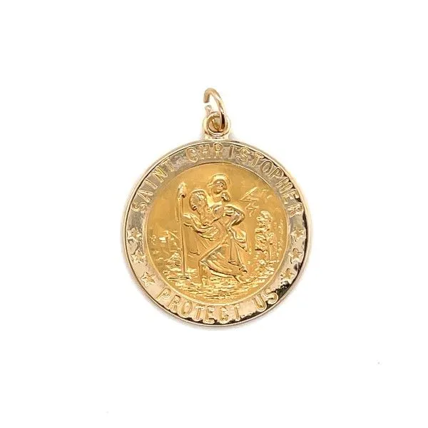 14k Yellow Gold Saint Christopher Medal Charm Dickinson Jewelers Dunkirk, MD