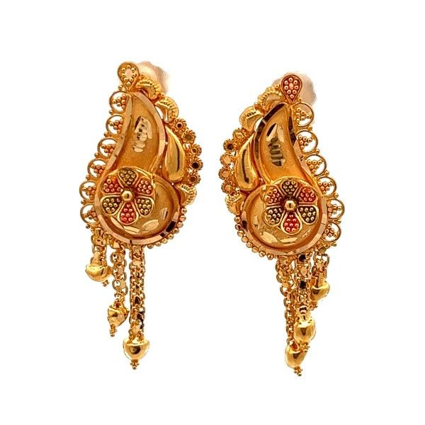 Buy Senco 22K Yellow Gold 2D bell stud earrings Online