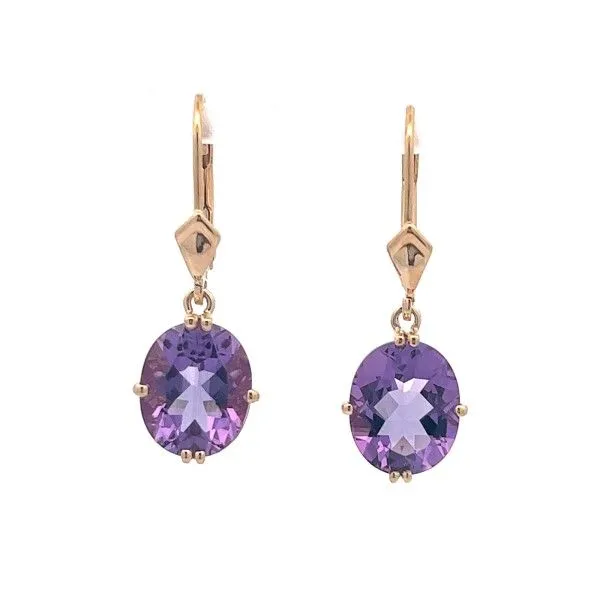14k Yellow Gold Amethyst Earrings