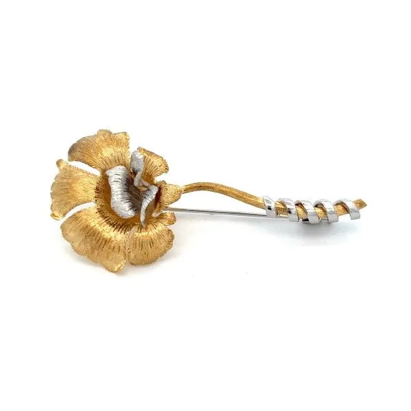 18k Yellow-White Gold Flower Brooch Dickinson Jewelers Dunkirk, MD