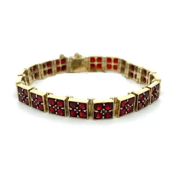 14k Yellow Gold Garnet Link Bracelet Dickinson Jewelers Dunkirk, MD