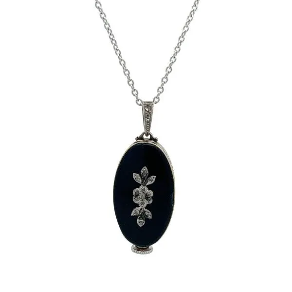 Black Enamel and Diamonds Watch Pendant Dickinson Jewelers Dunkirk, MD