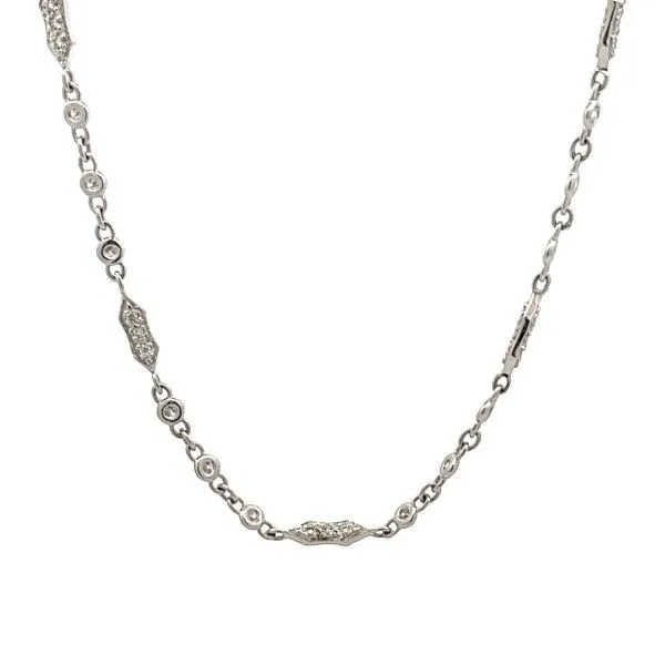 18k White Gold Diamond Station Necklace Dickinson Jewelers Dunkirk, MD