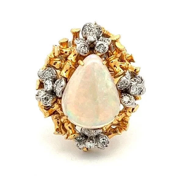 14k Yellow Gold Opal and Diamond Ring Dickinson Jewelers Dunkirk, MD