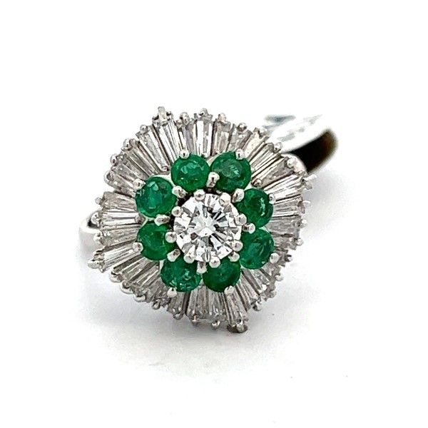 Platinum Diamond and Emerald Ring Dickinson Jewelers Dunkirk, MD