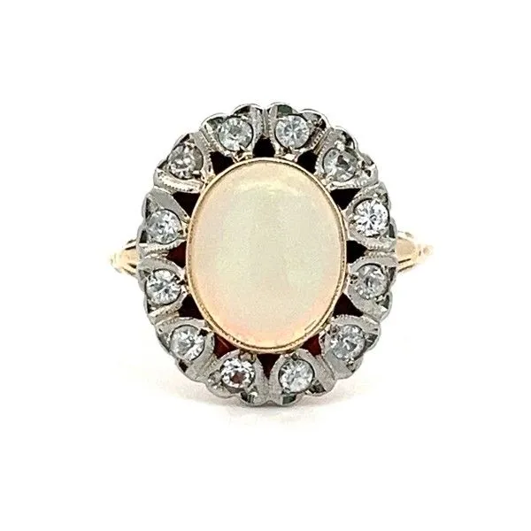 Estate Oval Opal and Clear Stones Halo Ring Dickinson Jewelers Dunkirk, MD