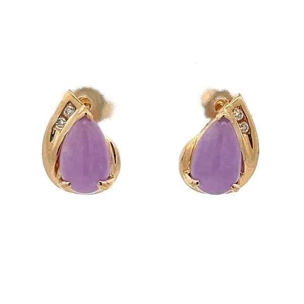 Estate 14Kt Yellow Gold Purple Jade Post Earrings Dickinson Jewelers Dunkirk, MD