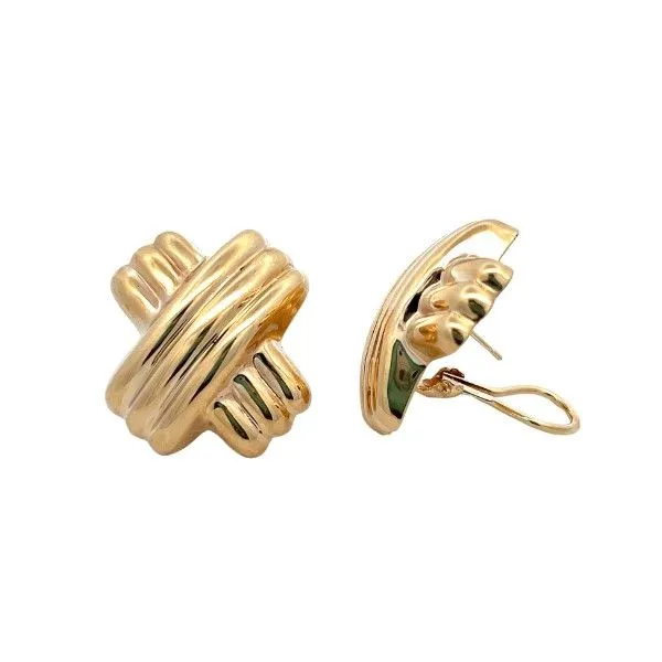 Estate 14Kt Yellow Gold Large "X" Clip Earrings Dickinson Jewelers Dunkirk, MD