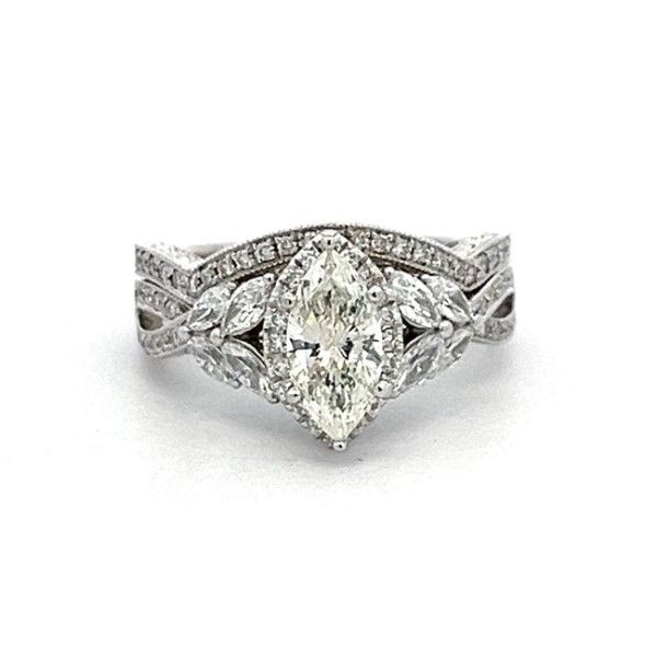 Estate 14Kt White Gold Marquise and Round NEIL LANE Wedding