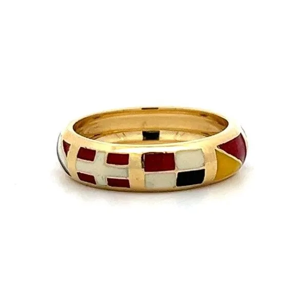Estate 18Kt Yellow Gold HIDALGO Enamel Muti Flag Ring Image 2 Dickinson Jewelers Dunkirk, MD