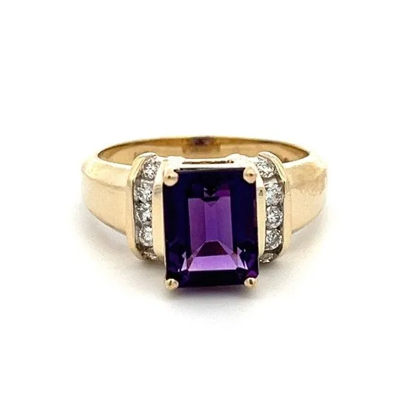 Estate 14K Yellow Gold Amethyst and Diamond Ring Dickinson Jewelers Dunkirk, MD