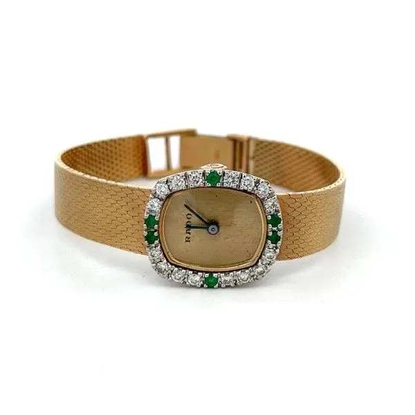 Estate 14Kt RADO Ladies Watch with Diamonds and Emeralds Dickinson Jewelers Dunkirk, MD