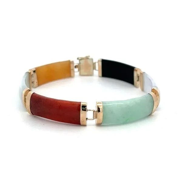 Estate 14ky 7" Multi Color Jade Bracelet Dickinson Jewelers Dunkirk, MD