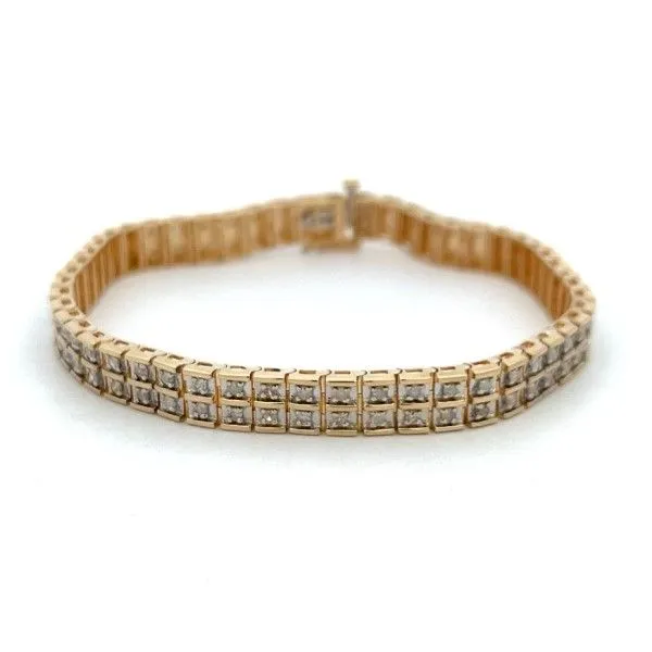 Estate 10ky 7.75" 1.25cttw Double Row Box Diamond Bracelet Dickinson Jewelers Dunkirk, MD