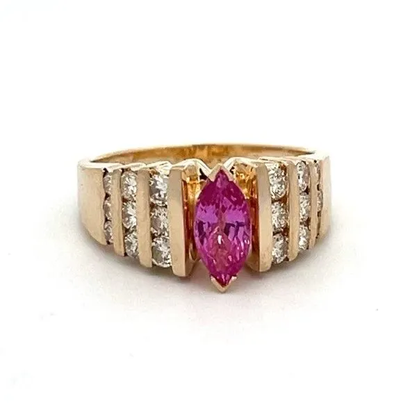Estate 14ky Marquise Pink Sapphire and Diamonds Ring Dickinson Jewelers Dunkirk, MD