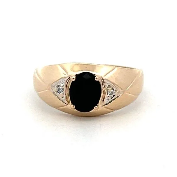 Estate 10Kt Yellow Gold .02tdw Oval Onyx and Diamond Accent Ring Dickinson Jewelers Dunkirk, MD