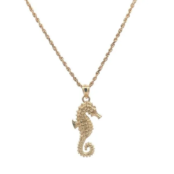 Estate 14Kt Yellow Gold Seahorse Pendant on Rope Chain Dickinson Jewelers Dunkirk, MD
