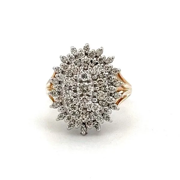 Estate 14Kt Yellow Oval Diamond Cluster Ring Dickinson Jewelers Dunkirk, MD