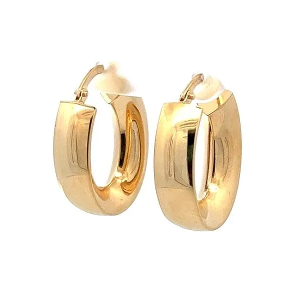 18Kt Yellow Gold Estate Wide Oval Hoop Earrings Dickinson Jewelers Dunkirk, MD