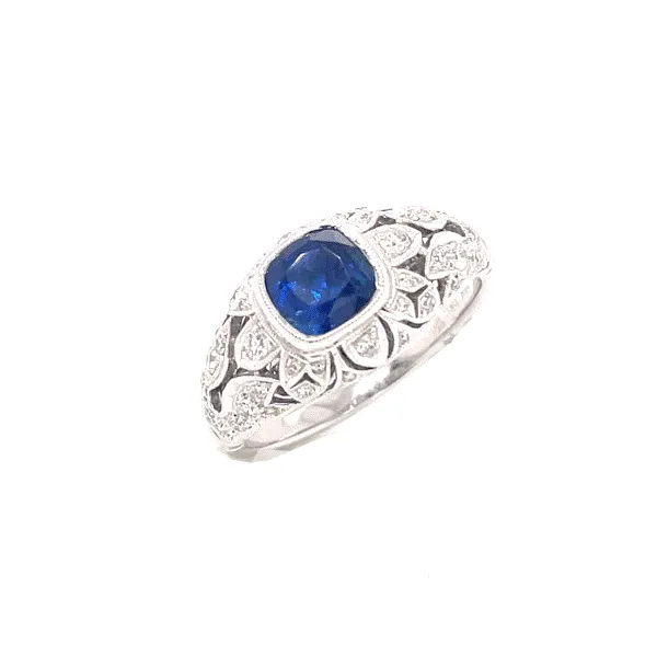 18k White Gold Sapphire Filigree Ring Dickinson Jewelers Dunkirk, MD