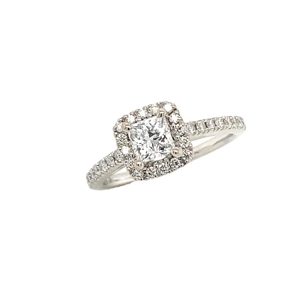 14k White Gold Diamond Halo Engagement Ring Dickinson Jewelers Dunkirk, MD
