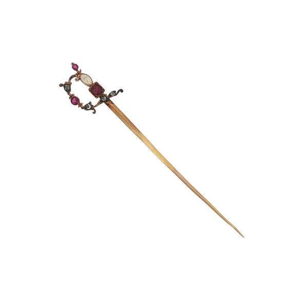 14ky Opal and Diamonds Sword Pin Dickinson Jewelers Dunkirk, MD