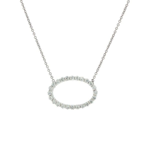18kw 1cttw Oval Shape Round Diamonds Necklace Dickinson Jewelers Dunkirk, MD