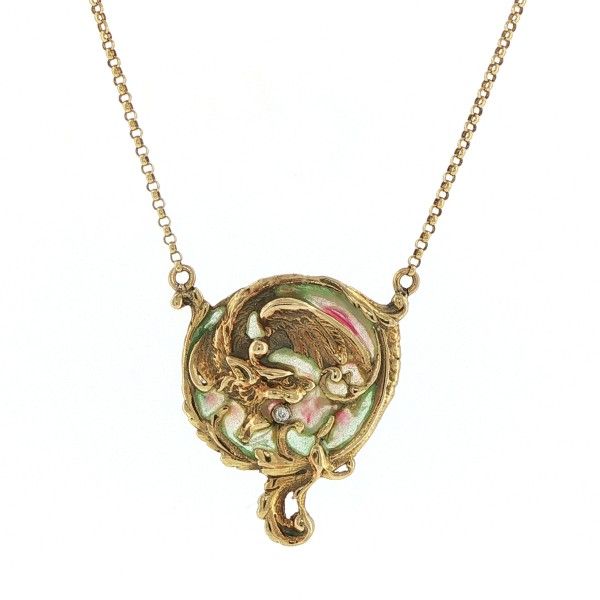 14K Yellow Plique-&agrave;-jour Enamel Necklace Dickinson Jewelers Dunkirk, MD