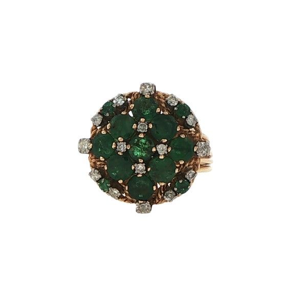 18K Yellow Emeralds (2cttw) and Diamonds (.30cttw) Round Top Ring Dickinson Jewelers Dunkirk, MD