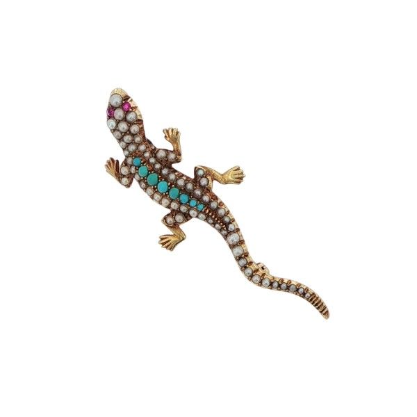 15K Yellow Victorian Salamander Brooch Dickinson Jewelers Dunkirk, MD