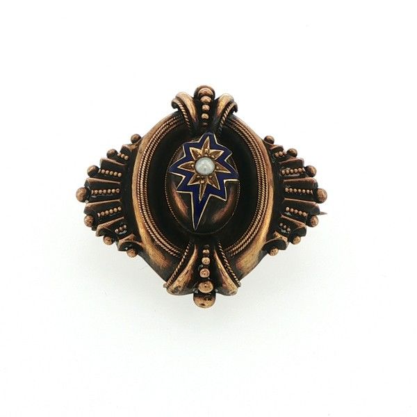 Estate Brooch with Blue Enamel Dickinson Jewelers Dunkirk, MD
