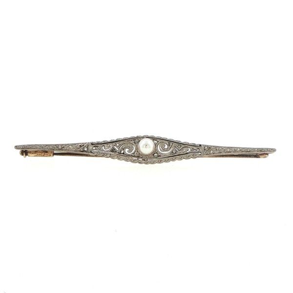 Estate Platinum/14K Yellow Gold Diamond Filigree Bar Pin Dickinson Jewelers Dunkirk, MD