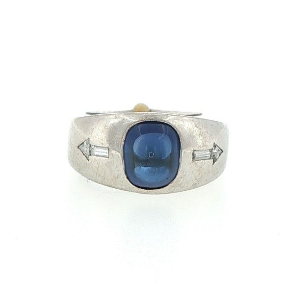 Estate Platinum Diamonds and Cabochon Sapphire Ring Dickinson Jewelers Dunkirk, MD
