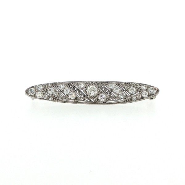Platinum 1.15cttw Diamond Bar Pin Dickinson Jewelers Dunkirk, MD