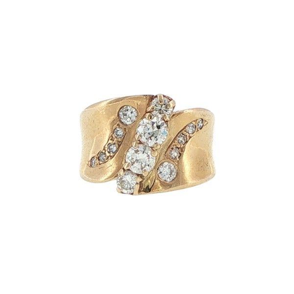 14K Yellow Gold 1cttw Round Diamonds Wide Band Dickinson Jewelers Dunkirk, MD
