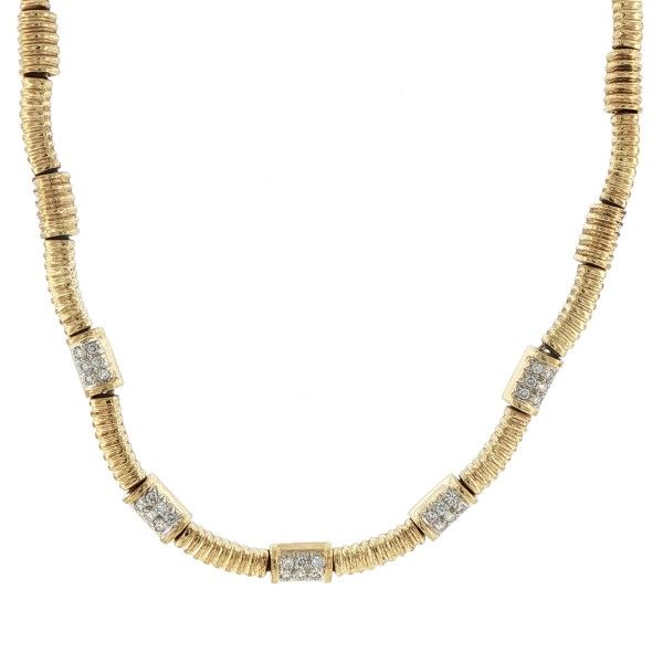 14K Yellow 1cttw Ribbed Links Layout Necklace Dickinson Jewelers Dunkirk, MD